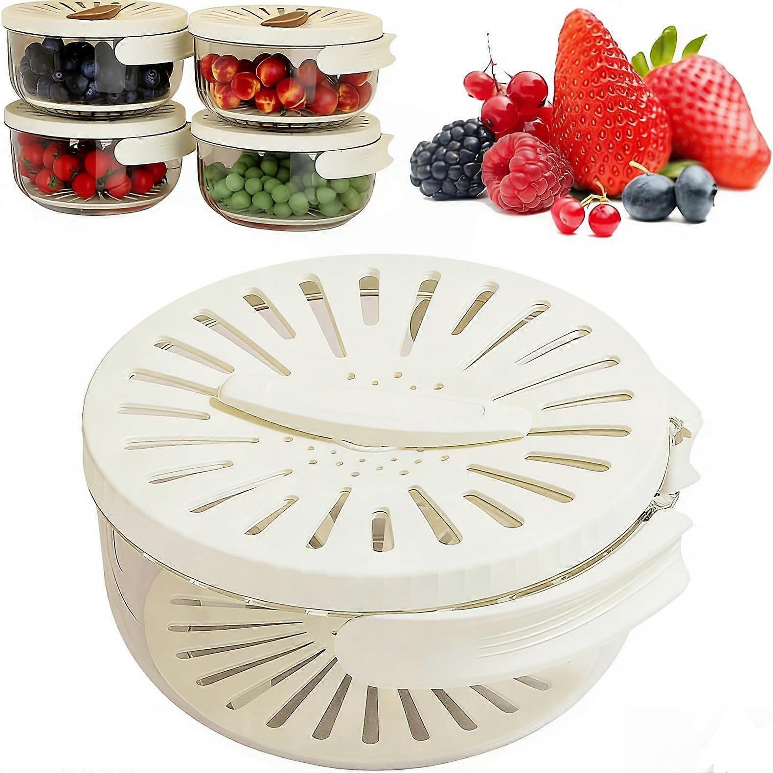 2 in 1 Fruit and Vegetable Washing Bowl with Strainer, Foldable Handle, Lid, White