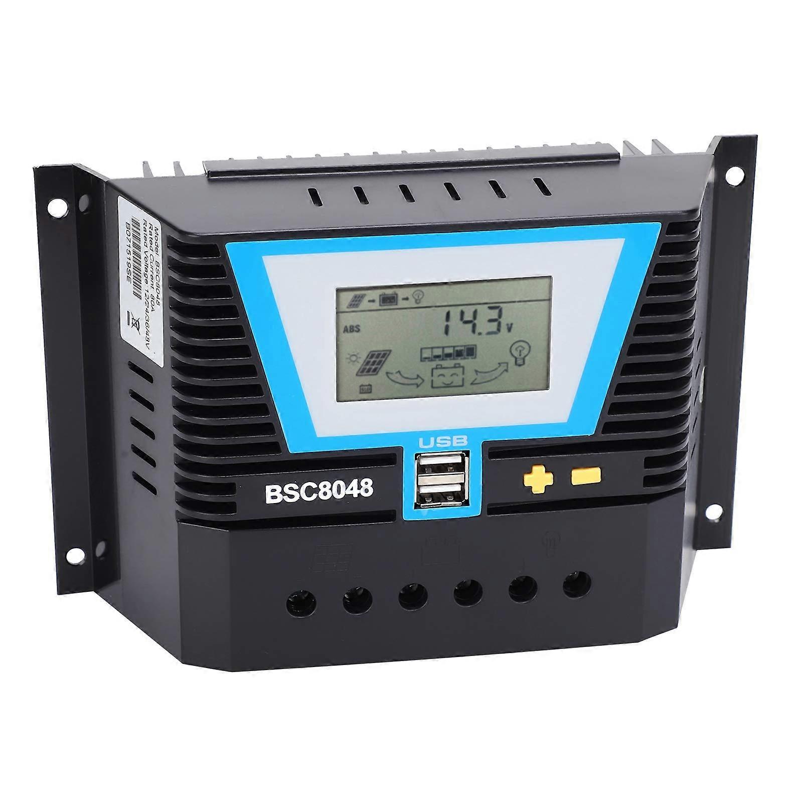 80A MPPT Solar Charge Controller 48V Automatic Voltage Detection Dual USB Fast Charging for Lithium Battery