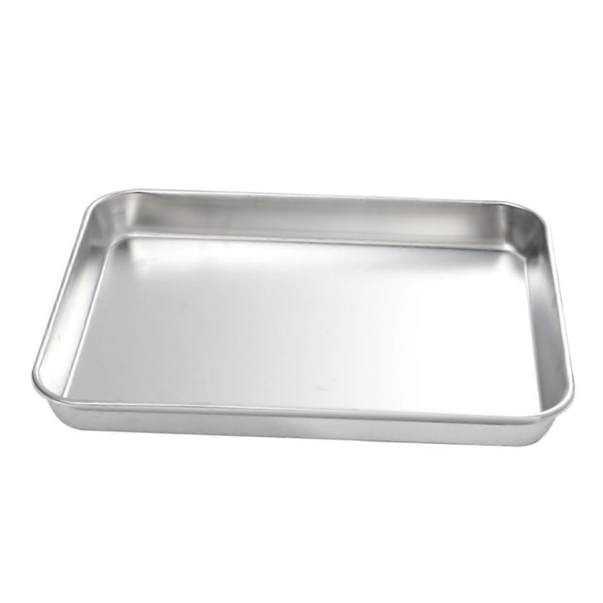 Rustproof Stainless Steel Baking Pan for Cake Flat Bottom Multipurpose Oven Tray Kitchen Use