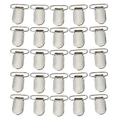 25pcs 1-inch Metal Pacifier Suspender Clips Holders (Silver)