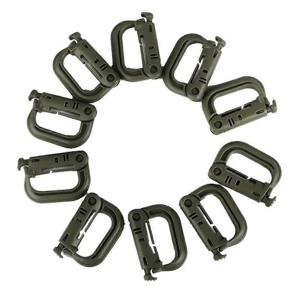 Multipurpose D-Ring Grimloc Buckle for Locking 10Pcs Green Tactical Use
