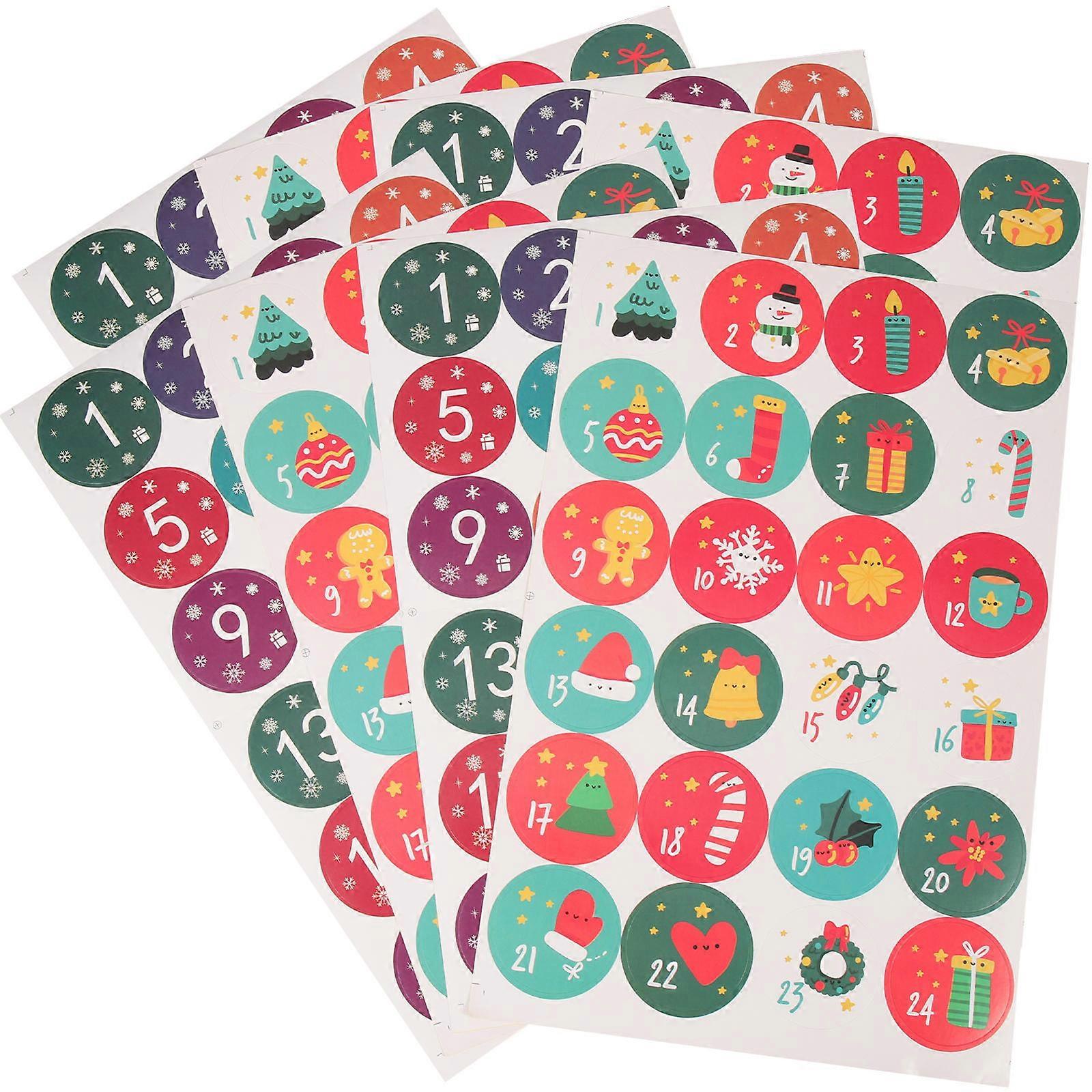 Christmas Sticker Countdown Sticker for Decor 20 Sheets Packing Labels