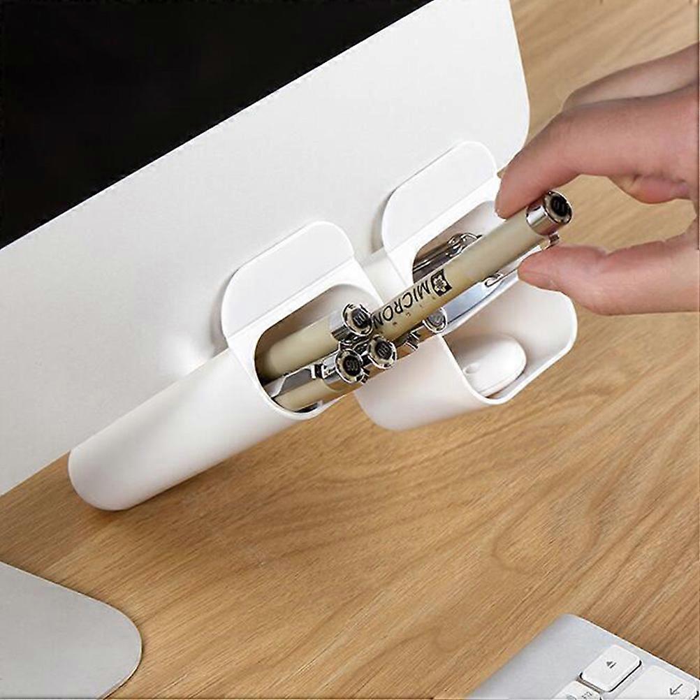 Desktop Pen Holder Pen Storage Box for Organizing 2Pcs Multifunction White