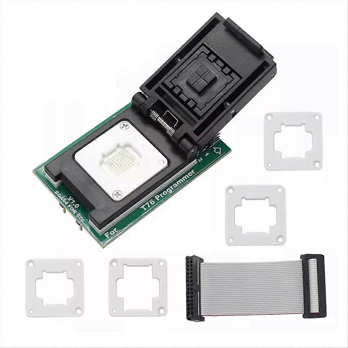 EMMC BGA64 Adapter IC Socket for T76 Programmer with Dual Head Spring-Loaded Test Probe Holder + Limit Frames