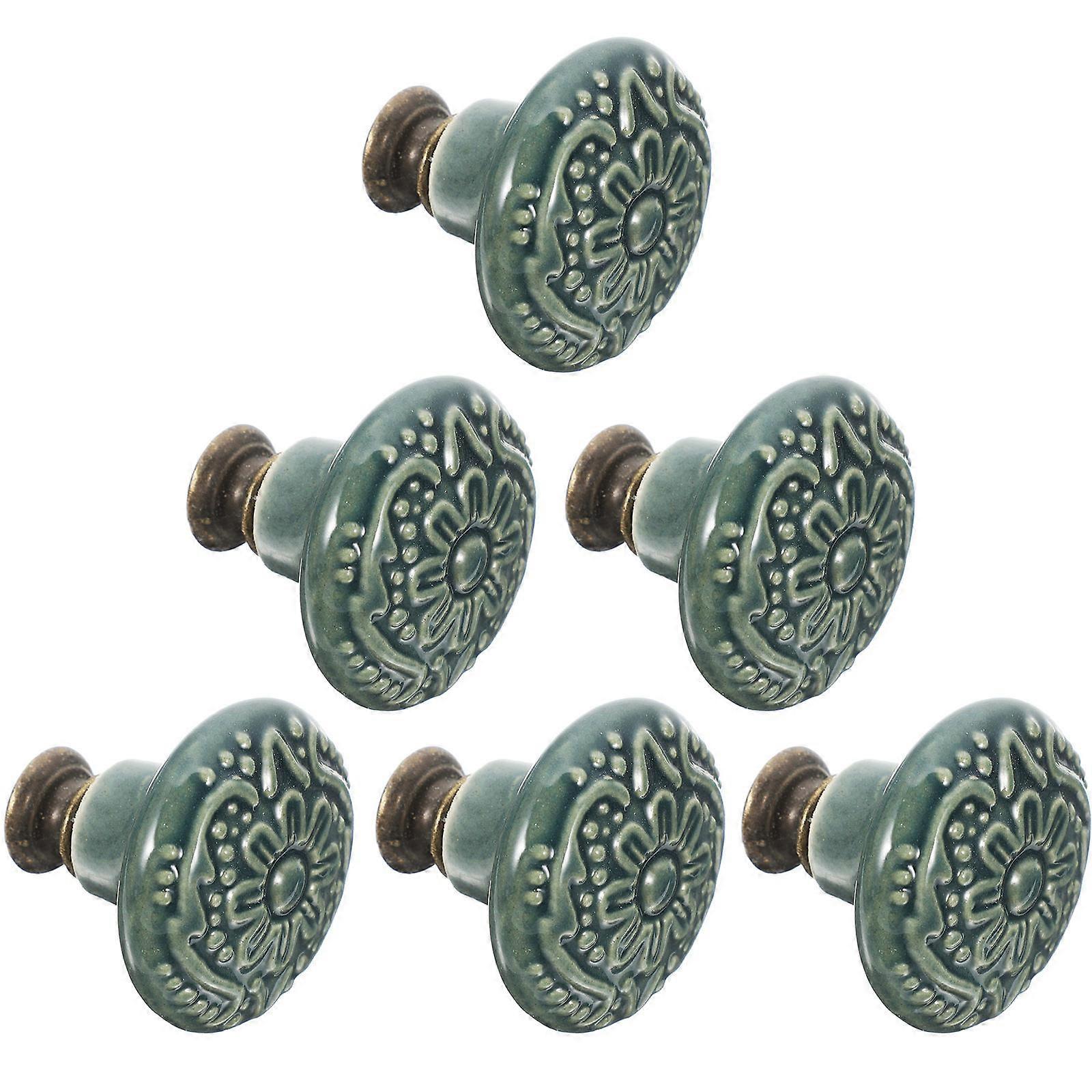 Ceramic Cabinet Knobs Light Green for Home Use 6Pcs Decorative Drawer Pulls