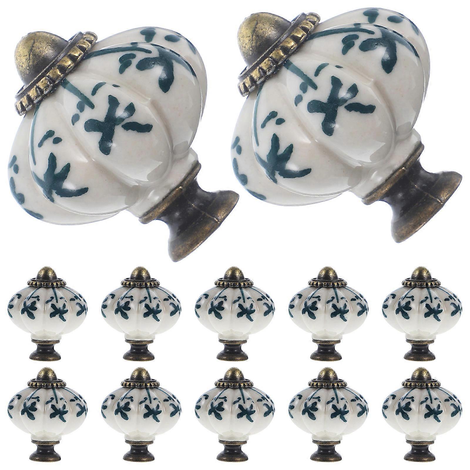 Ceramic Drawer Knobs Vintage Pumpkin Design for Home Use 12Pcs