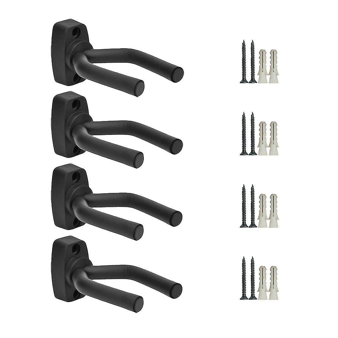 Gitarren-Wandhalterung, 4er-Pack, Gitarren-Wandhaken, Halterung, Ständer, schwarzes Display mit Schrauben – einfach zu installieren