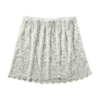 Top a strati in pizzo floreale da donna, gonna a ruota, orlo plissettato, estensione per camicia bianca