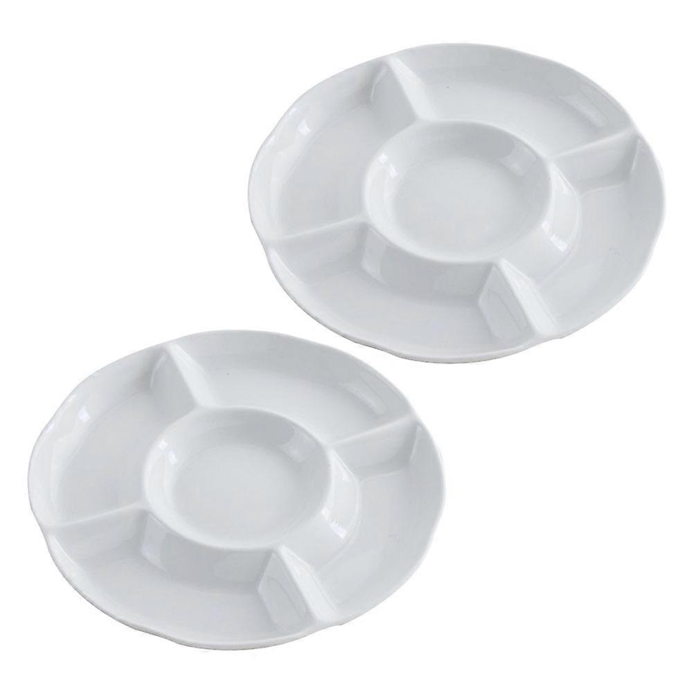Five-Grid Divided Serving Plate Snack Plate 2Pcs for Kitchen Use