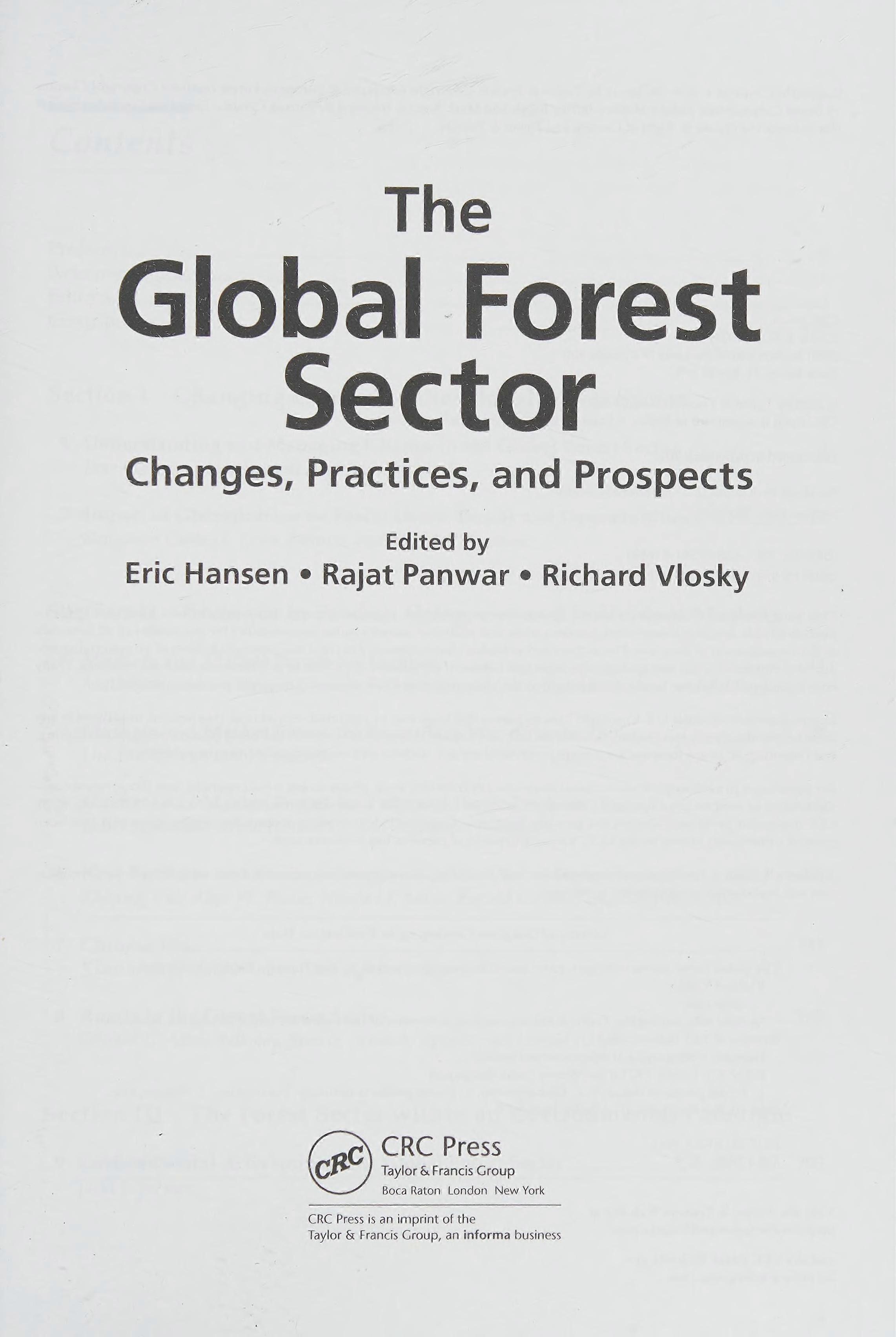 The global forest sector changes, practices, and prospects