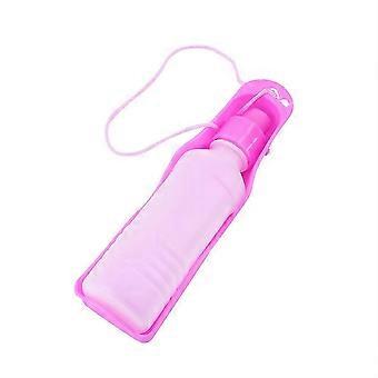 Liebe Haustier Hund Reise Wasserflasche Welpe trinken Fütterungsbrunnen Flasche (250ml Pink)