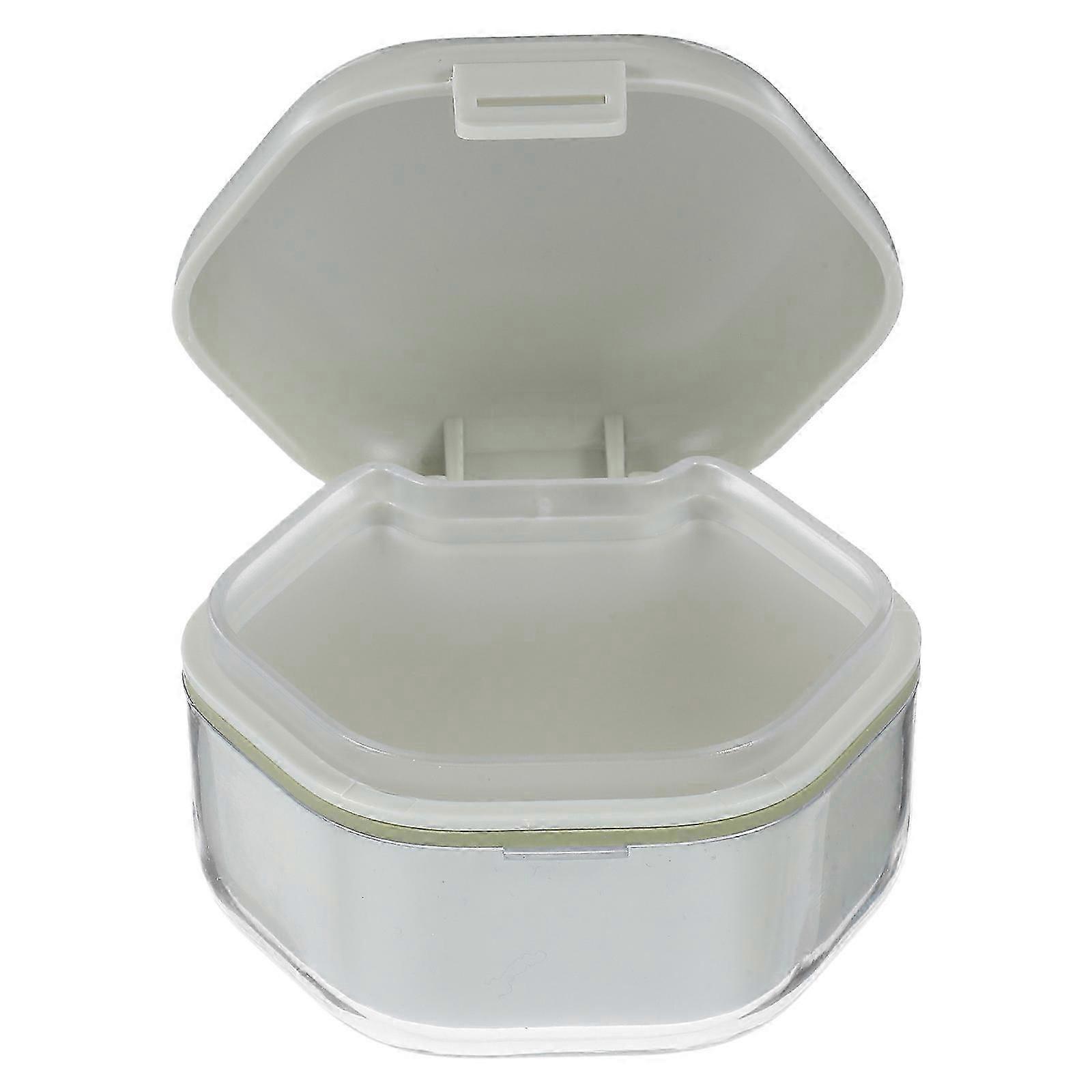Dual Layer Dentures Case with Retainer Cleaning Light Green