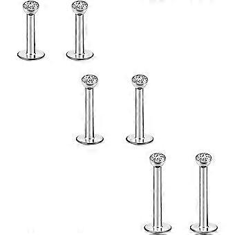 KATEA 6Pcs 16G 6-10MM Edelstahl Lippenringe Nasenstecker Piercing Innengewinde