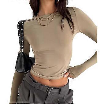 Dames T-shirt voor Casual Solid Color Long Sleeve Pullover Long Sleeve Plus Size Pullover