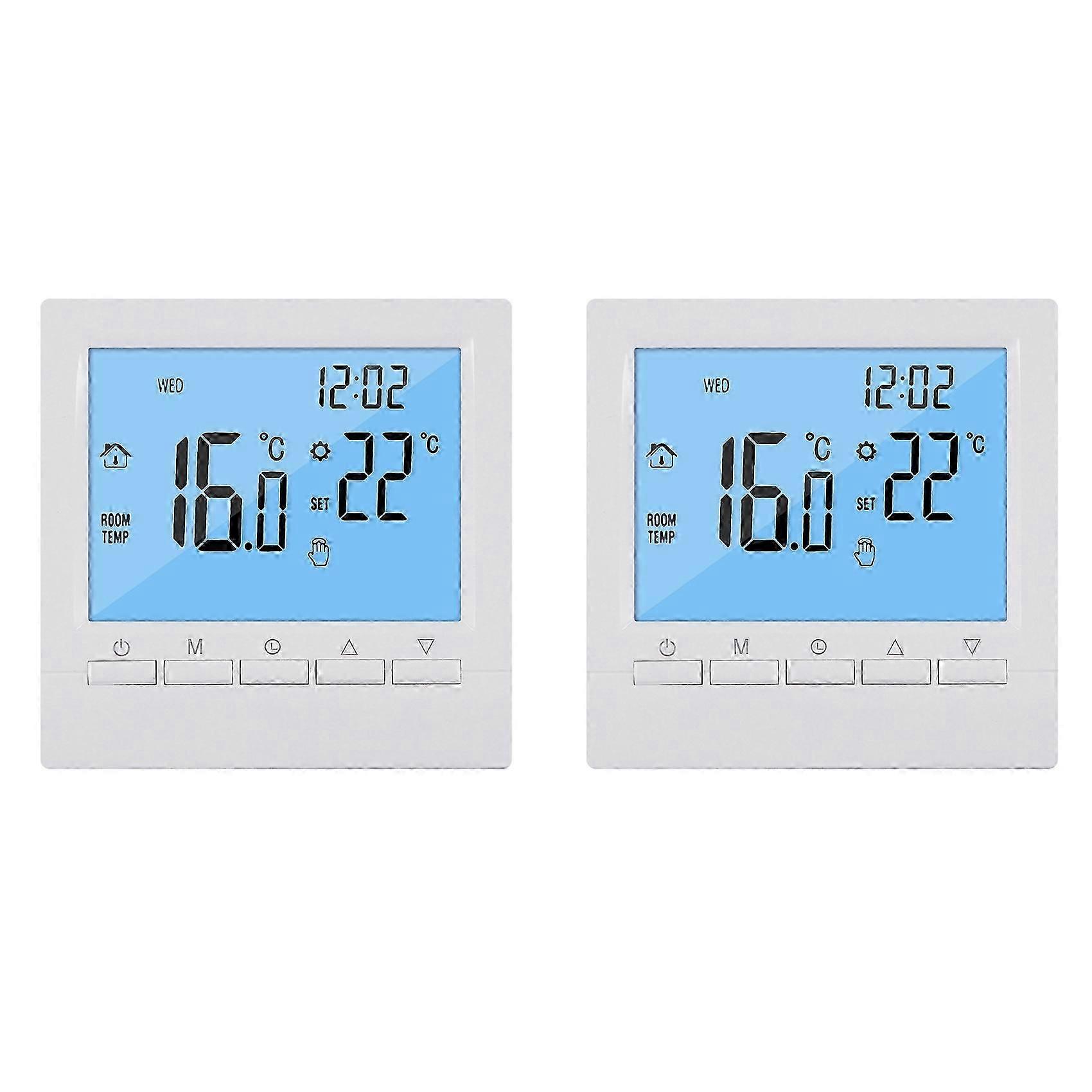 2X Programmable Digital Thermostat 3A Weekly Room Temperature Controller compatible with Efficient Home Heating White Backlight