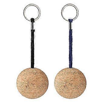 Floating Wood Ball Keychain, 2 Pieces, Portable Buoyant Accessory for Kayaking Boating Surfing