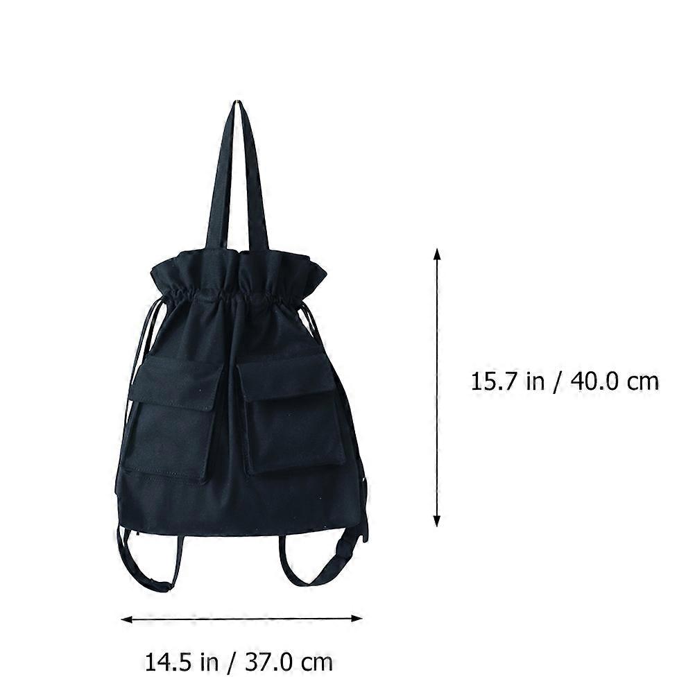 1Pc Canvas Drawstring Bag Creative Polyester Backpack Students Storage Bag