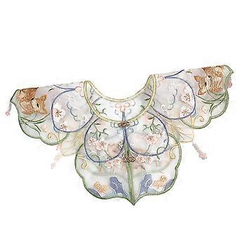 Embroidered Fox Design Fake Collar, Handcrafted Butterfly Button Cloud Shoulder, Elegant Chinese Style Detachable Blouse Collar for Women and Girls, I