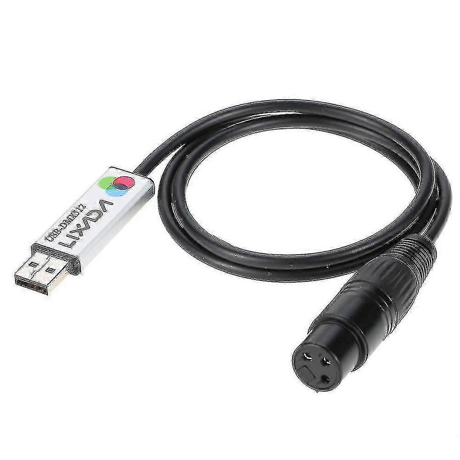 Lixada Usb To Dmx Interface Adapter - Led Dmx512 Computer Pc Stage Lighting Controller Dimmer