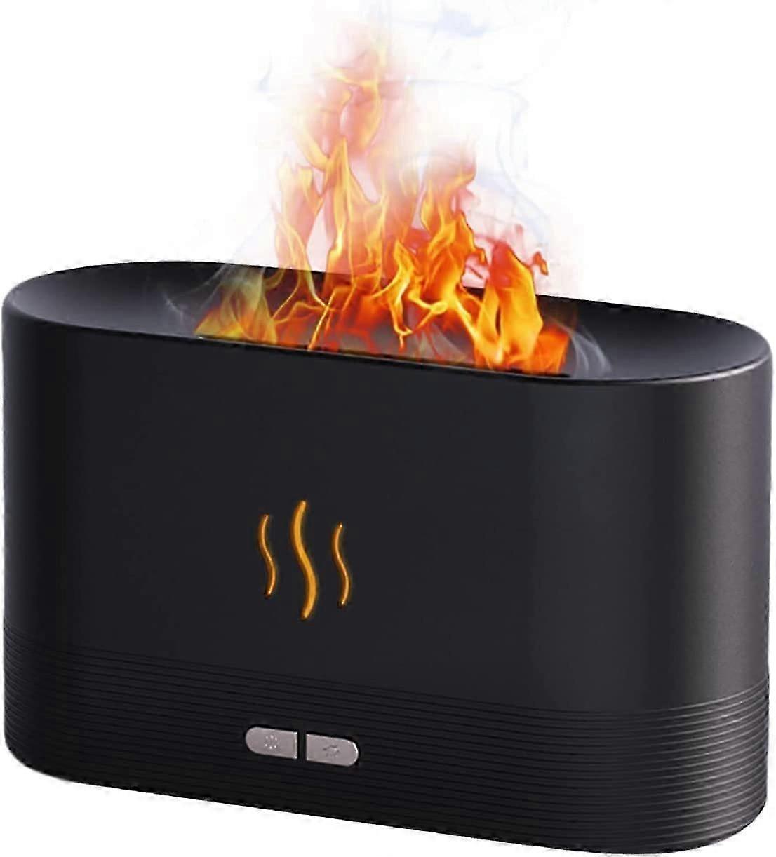 USB 180ml Simulated Flame Humidifier Aroma Diffuser Automatic Off (Black)