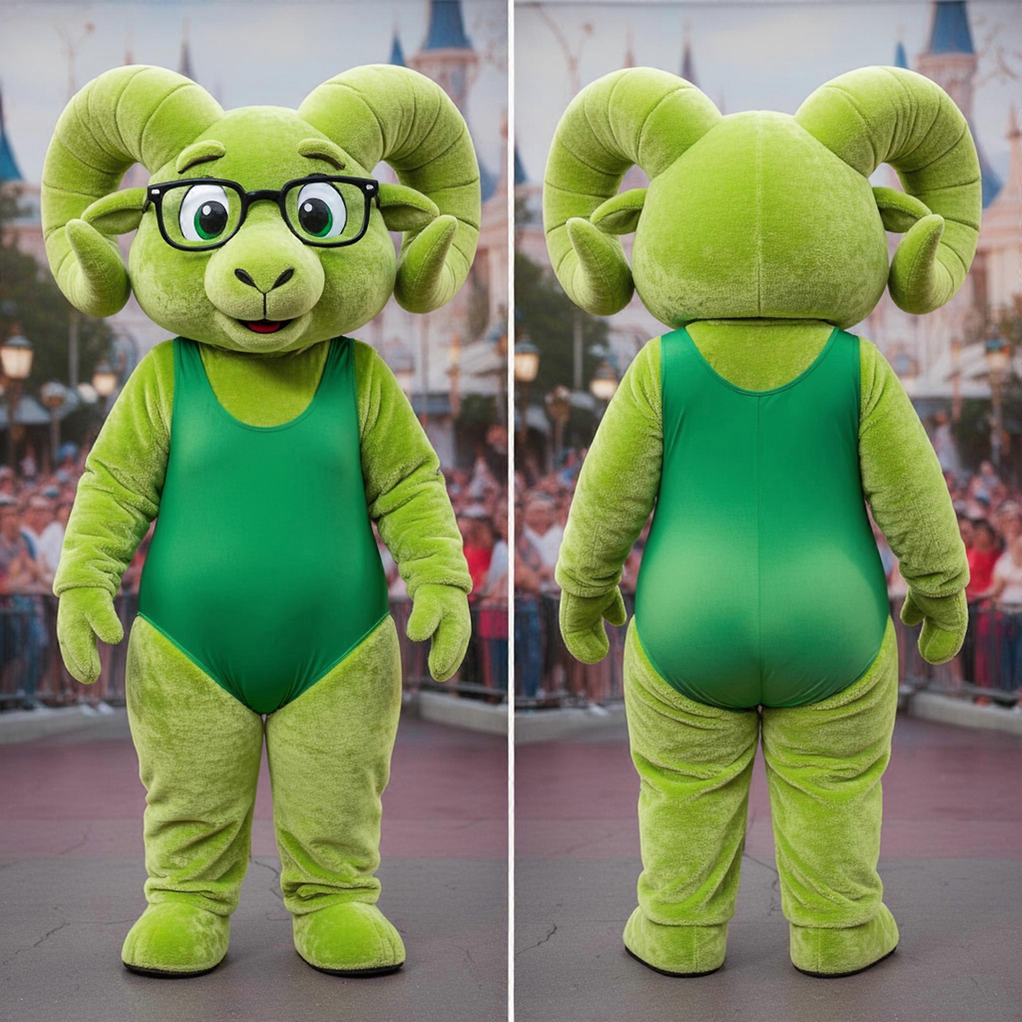 MASTICOT Lime Green Cartoon Ram Mascot