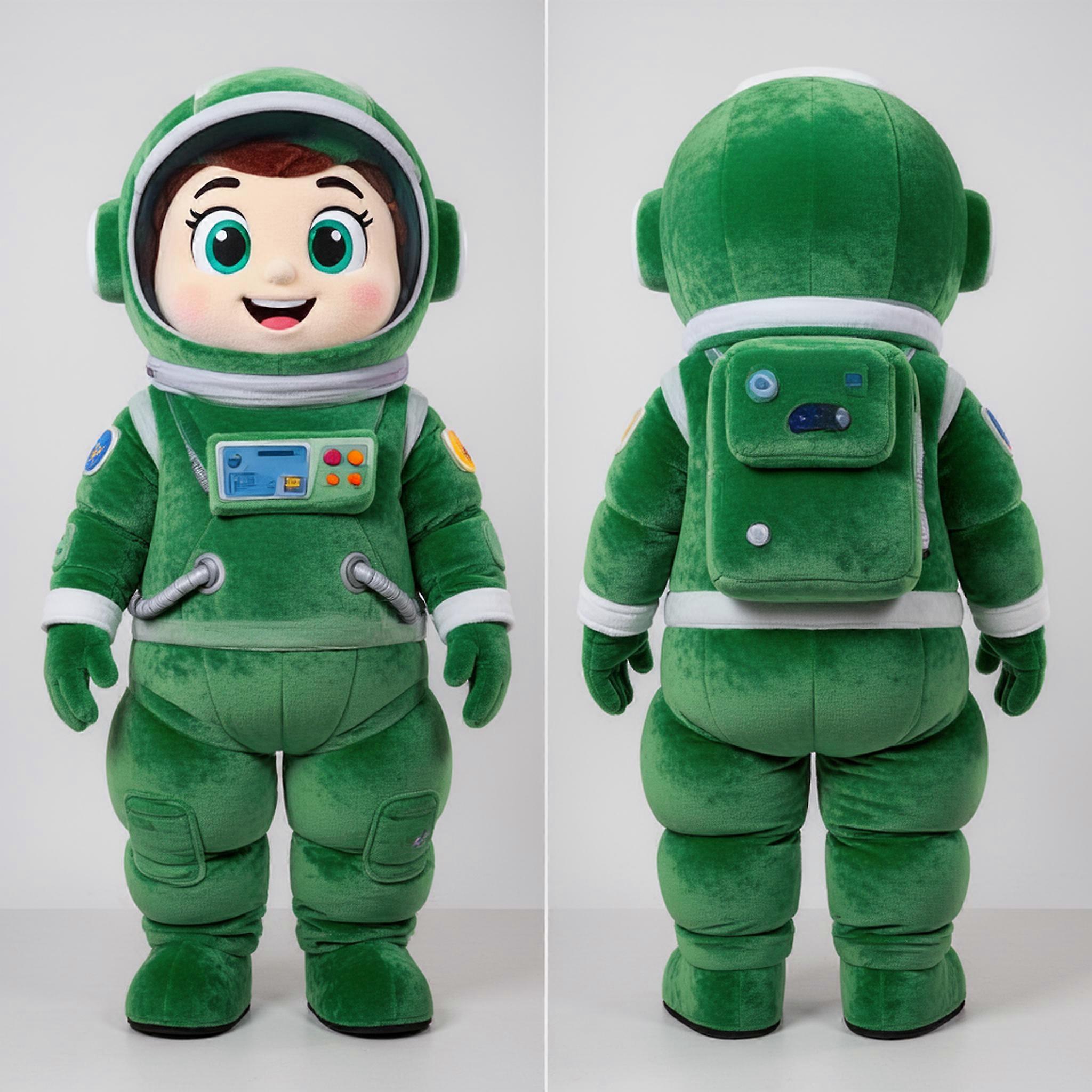 MASTICOT Forest Green Cartoon Astronaut Mascot