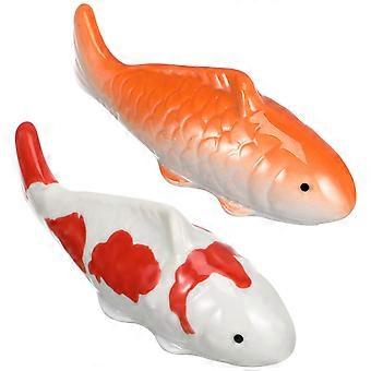 Orange Keramikfisch-Dekoration für Aquarien, schwimmend, 2er-Set