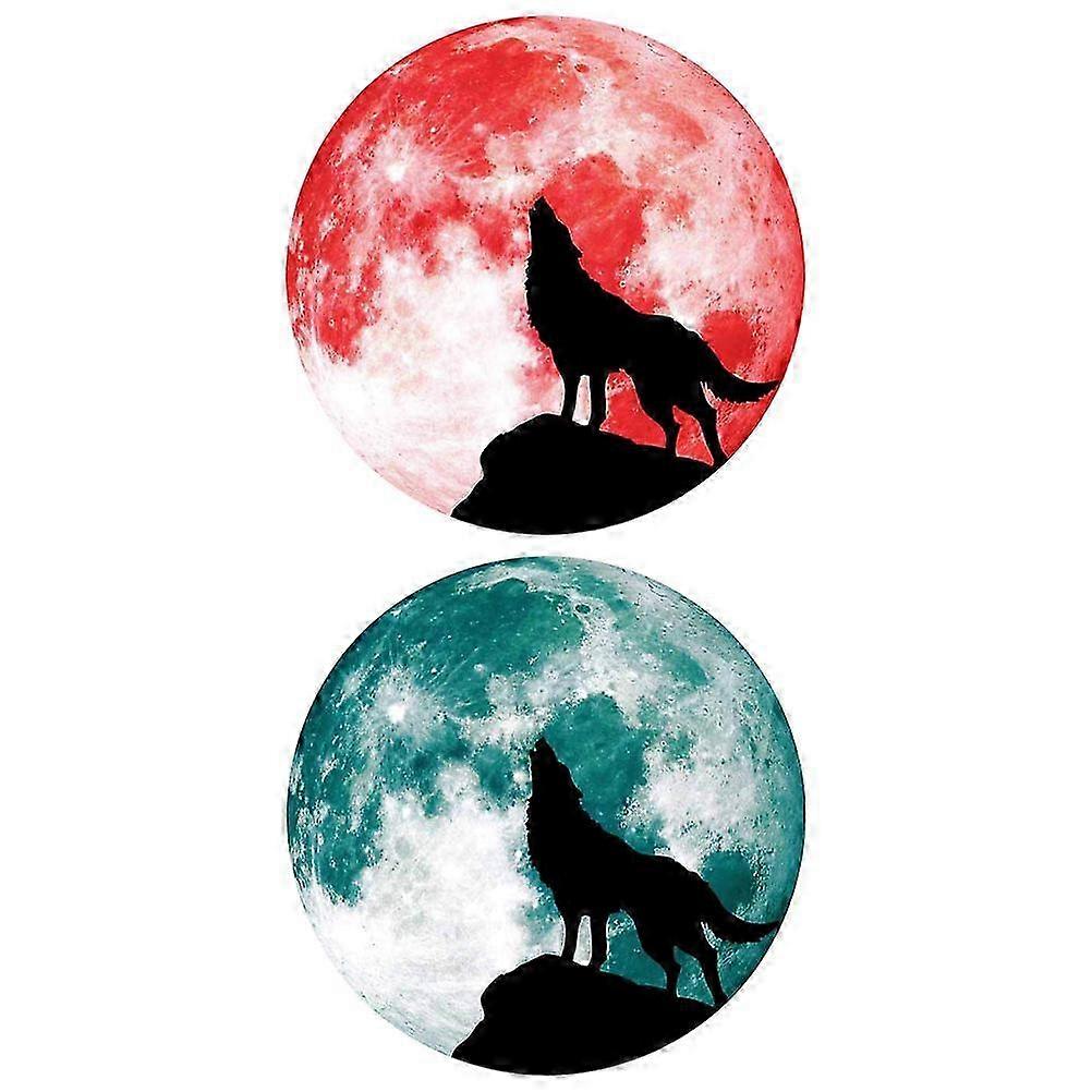 Halloween Glow Sticker Wolf Pattern Wall Stickers compatible with Decor 2Pcs Assorted