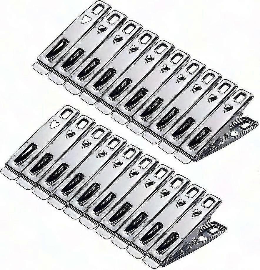 40pcs Stainless Steel Clothes Pegs - Windproof & Rustproof Clips for Laundry