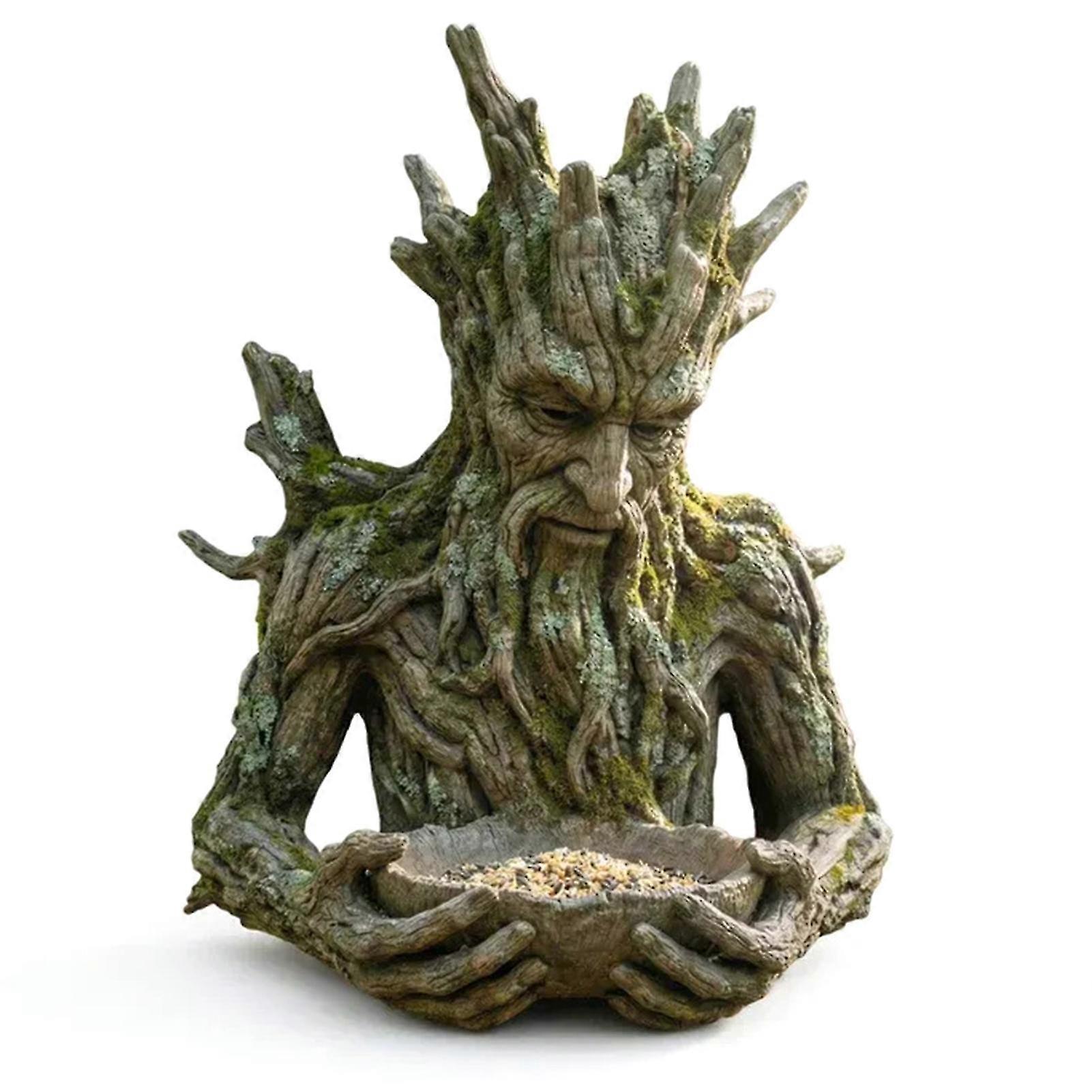 Hand-Painted Resin Tree Face Bird Feeder