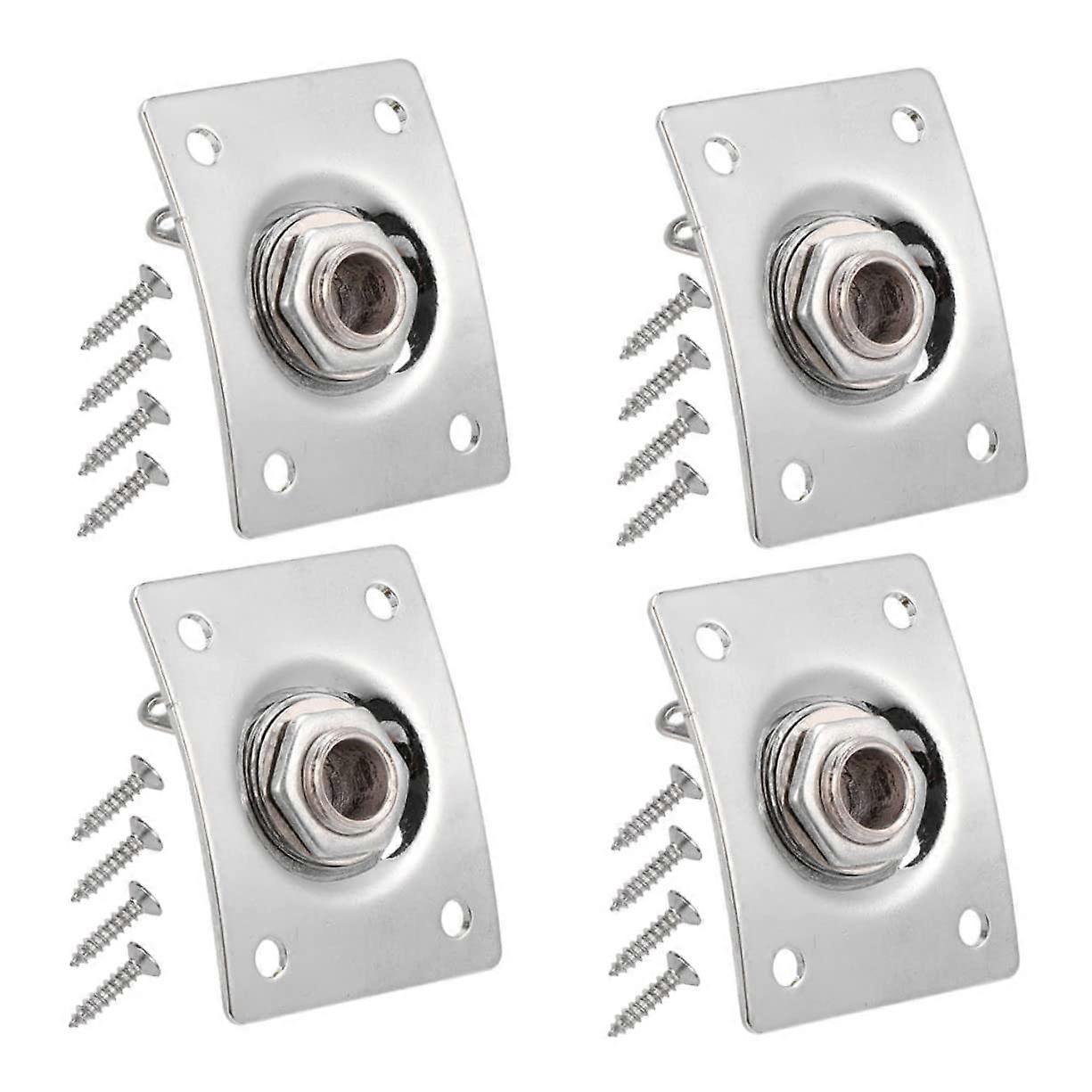 4pcs Electric Guitar Jack Plate Set, Square Input Socket, Easy Installation, Silver Replacement
