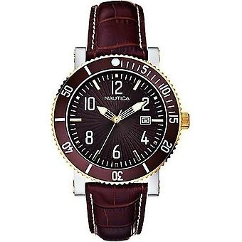 Nautica Nautica horloge voor analoge man Quartz met Cowskin armband A17505G