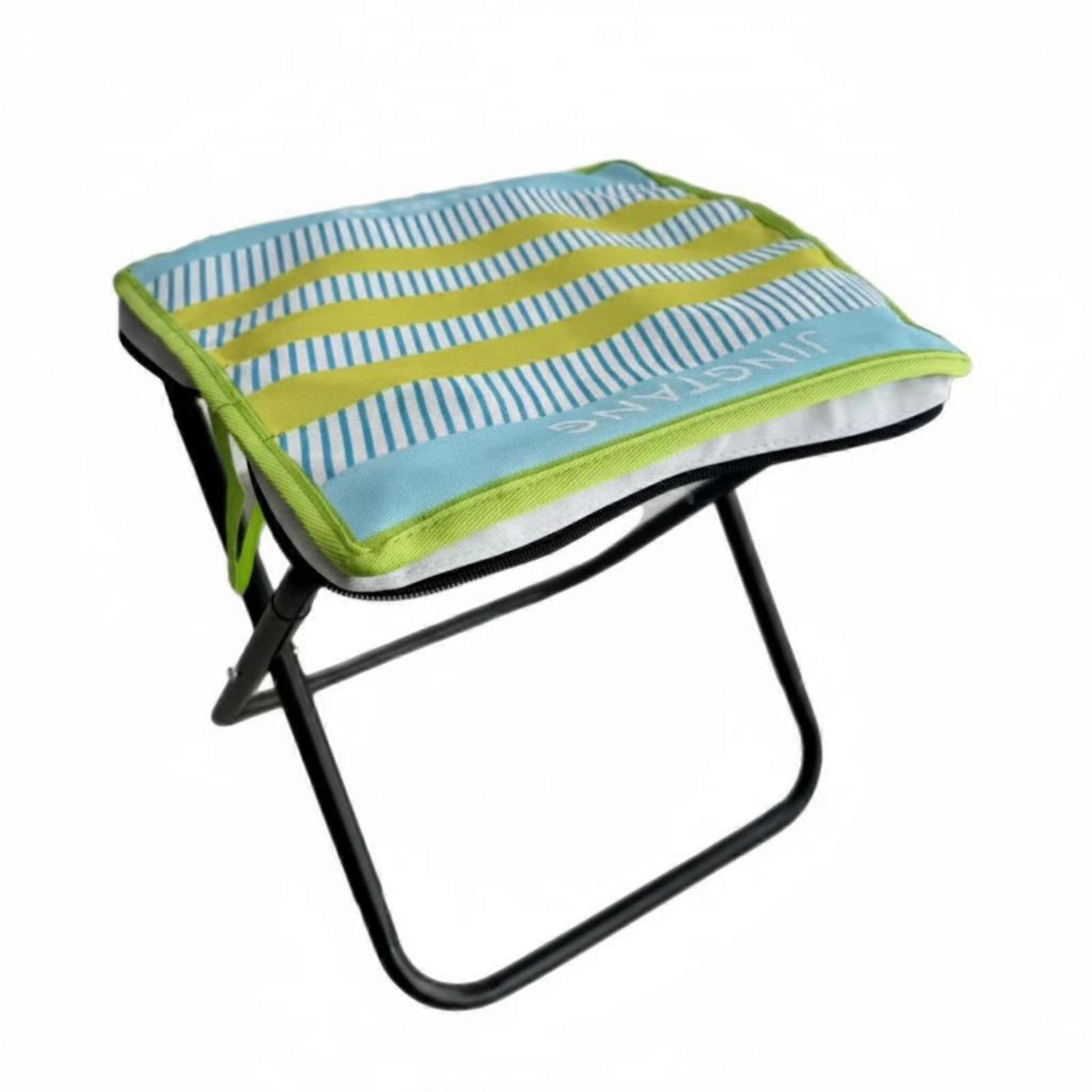Padded Folding Stool Metal Frame Portable Folding Stool Striped