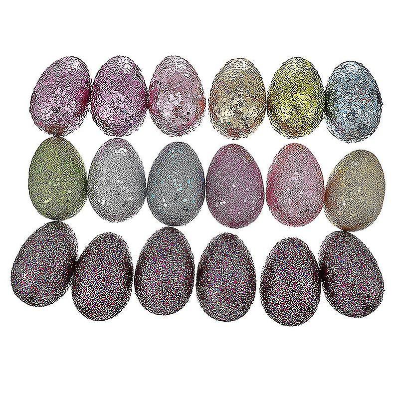 18pcs Easter Sequins Eggs Simulation Eggs Model Festival Party Supplies