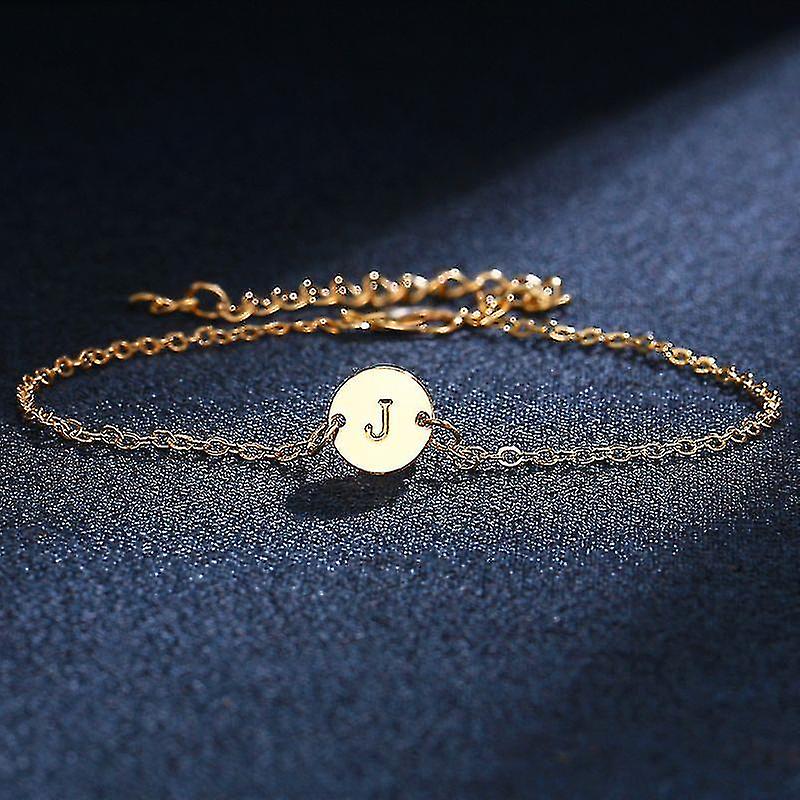 Fashion Initial Disc Bracelet Customized Gold A To Z Alphabet Letter Bracelets