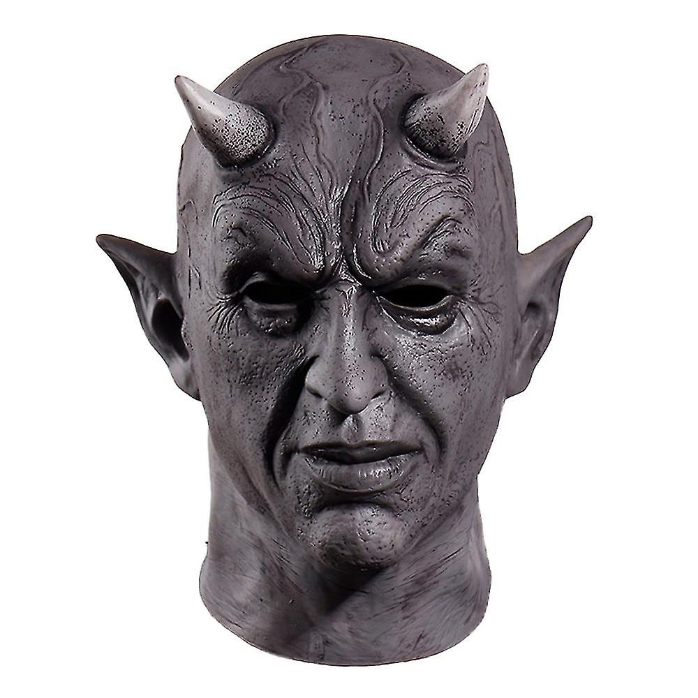 تأثيري Mephistopheles قناع الرعب شيطان القرن قناع الشيطان القاتل اللاتكس خوذة حفلة تنكرية كرنفال هالوين الحزب
