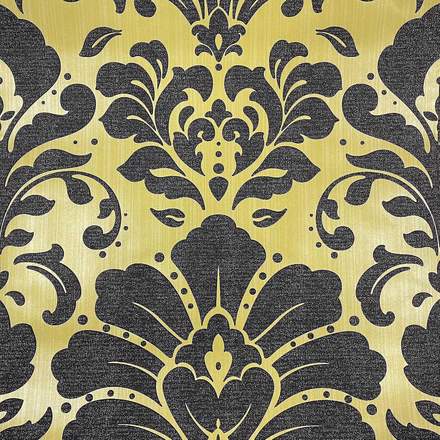 Green Glitter Damask Wallpaper