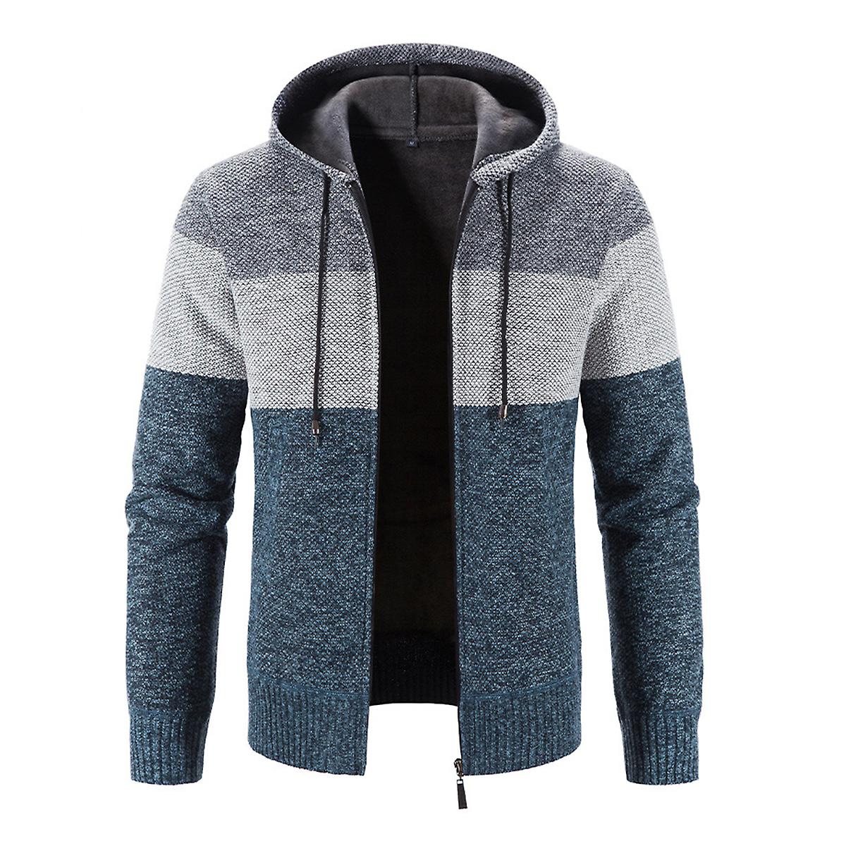 Cloudstyle Men's Colour Blocked Hooded Padded Cardigan