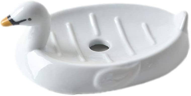 Ceramic Cute Swan Soap Tray Soap Dish, White