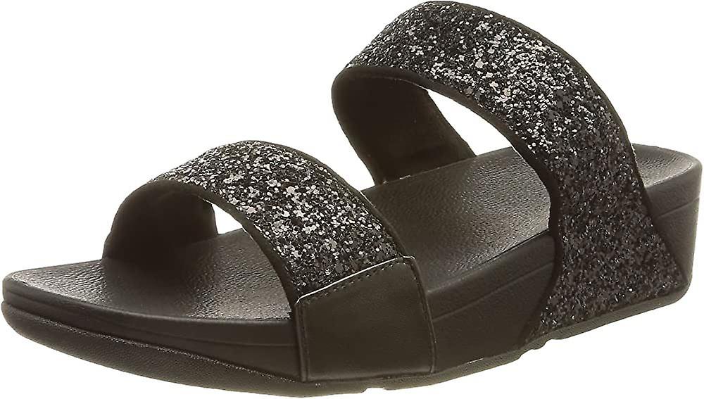 Fitflop Lulu Black Glitter Womens Slides Sandals