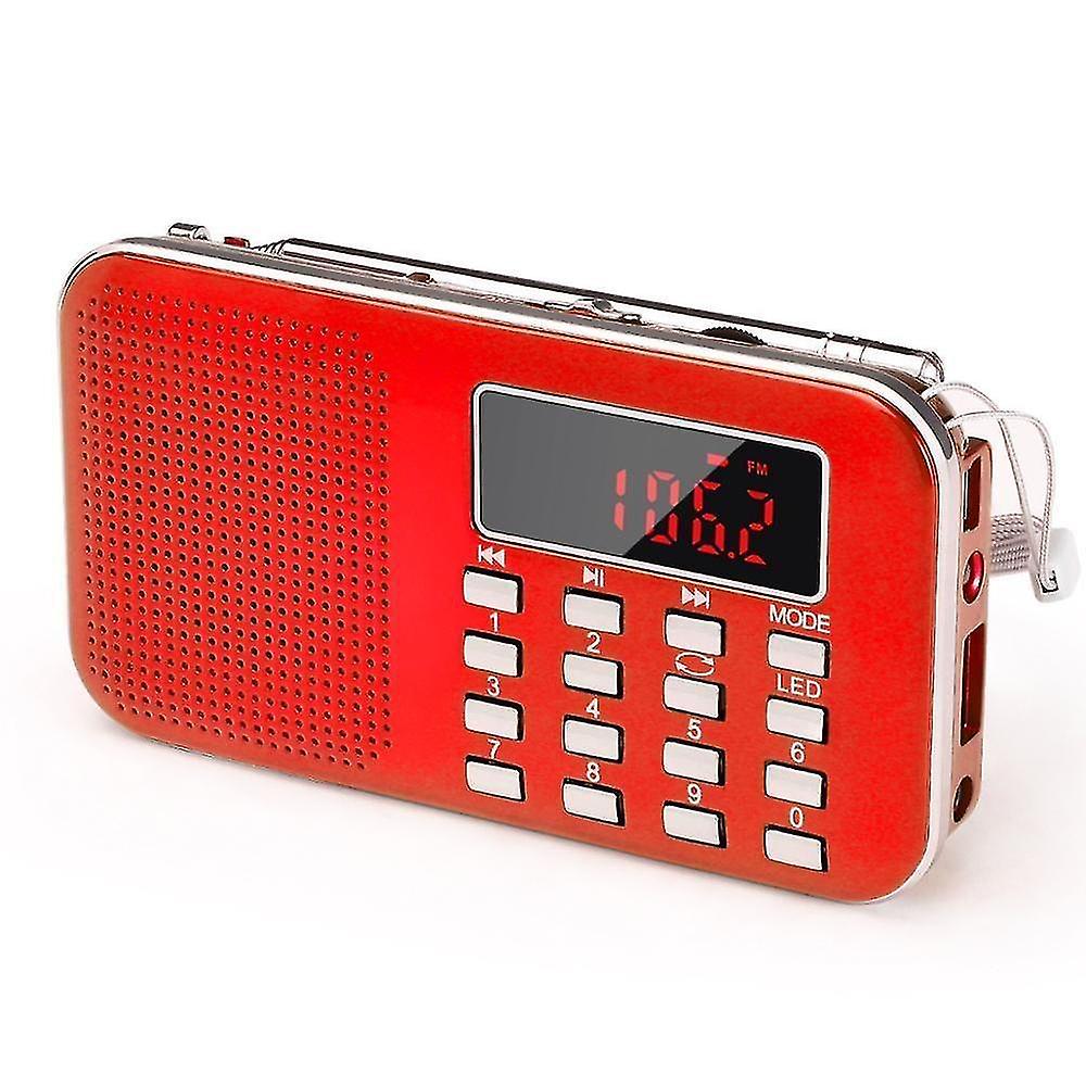 Red Portable Fm Radio Rechargeable Receiver Tf Card