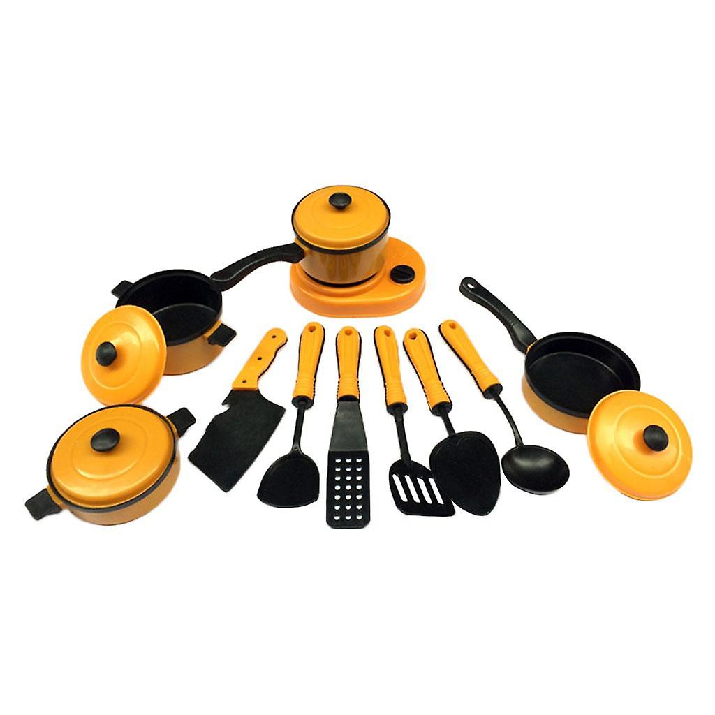 13 Pieces/Set Plastic Simulation Kitchen Cookware Set Kitchen Toys Yellow