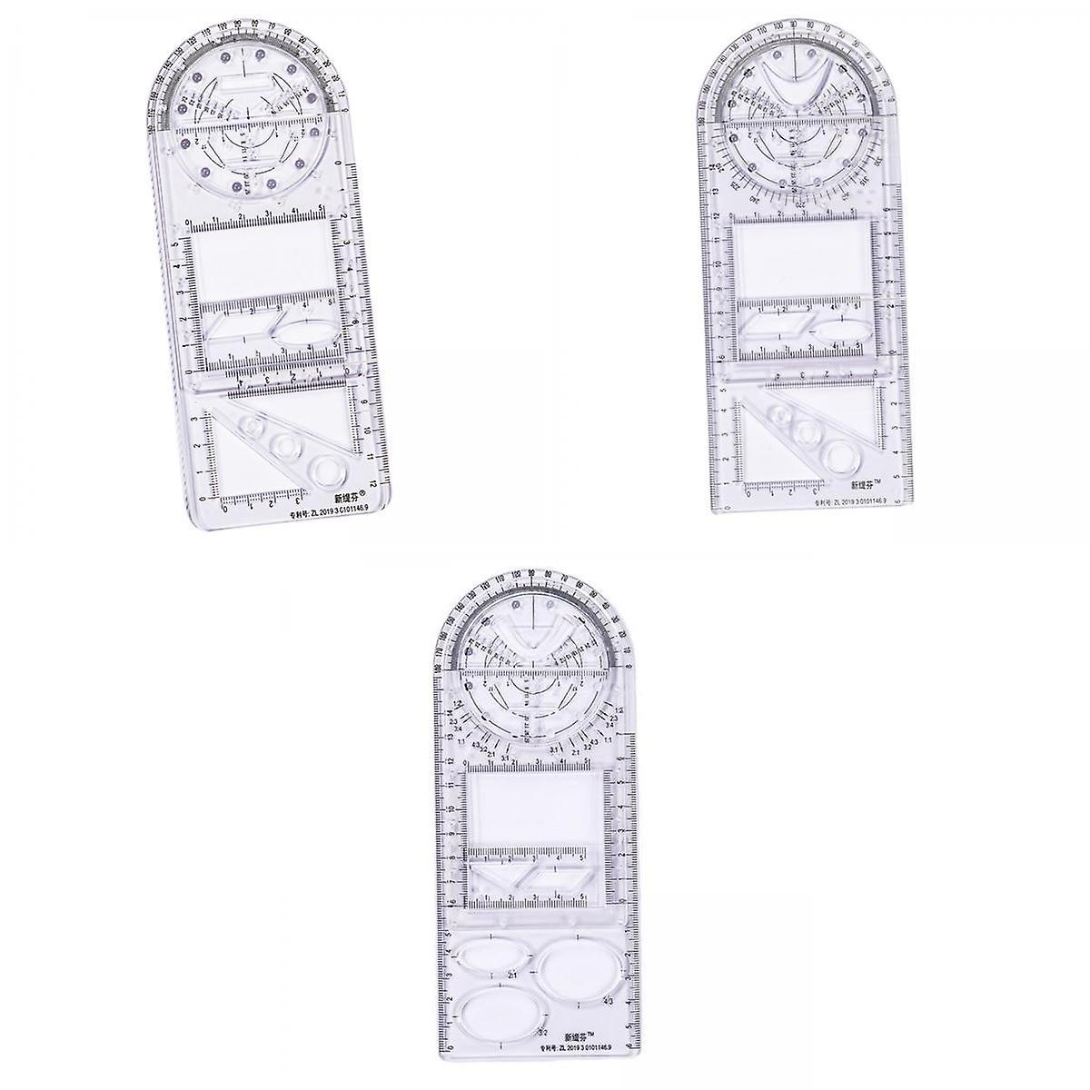 3x Multifunctional Drawing Ruler Angle Measuring Template Tool