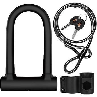 Bike U Lock Anti-cut D Lock Cykellås med 1,2 m Flexkabel och monteringsfäste