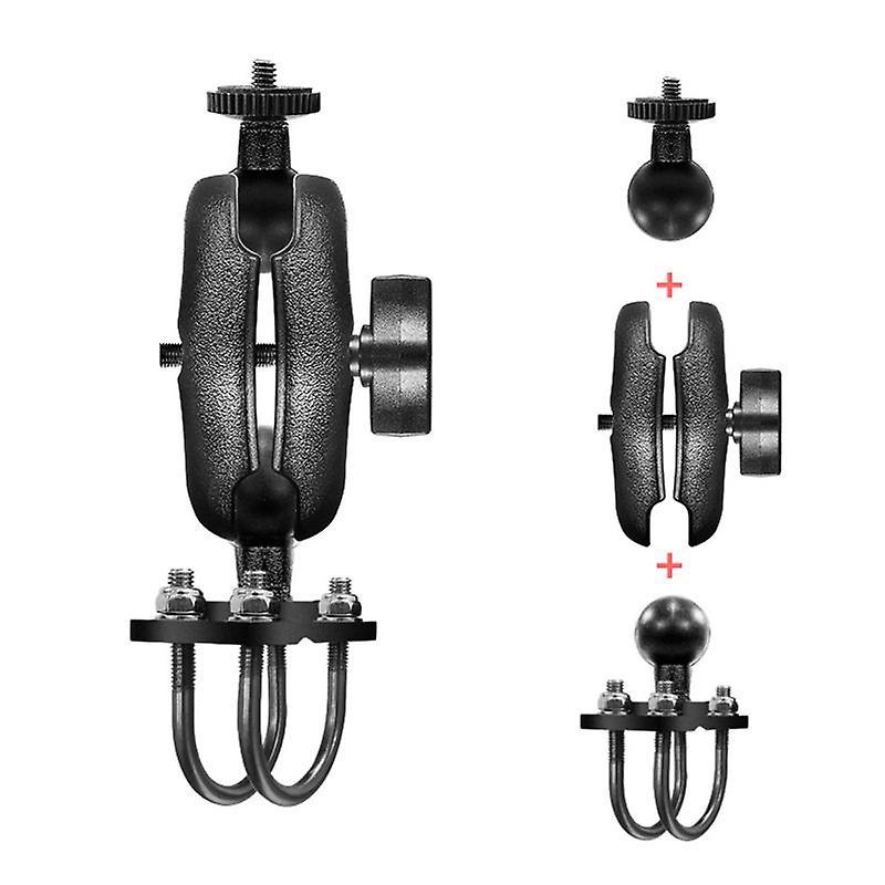 1set Motorcycle Handlebar Bike Mount Base Claw Clamp With 1 Inch Rubber Ball Double Socket Arm For Gopro Camera