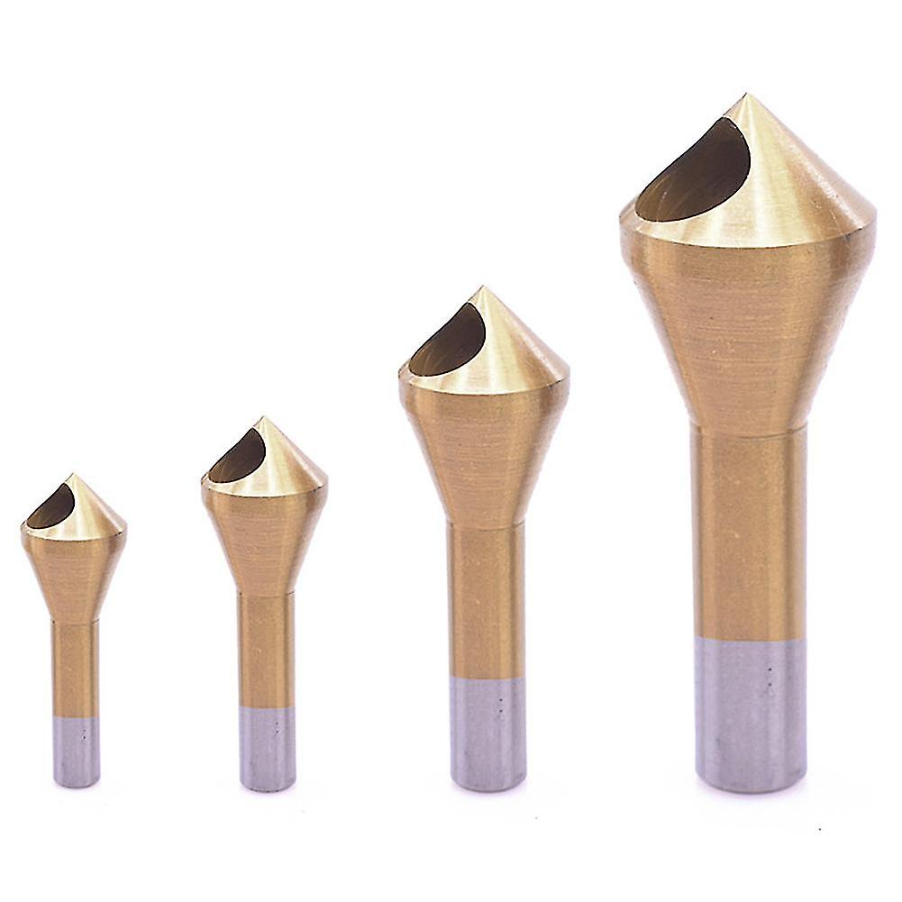 4pcs/set High Speed Steel 90 Degree Round Shank Countersink Deburring Drill Bits