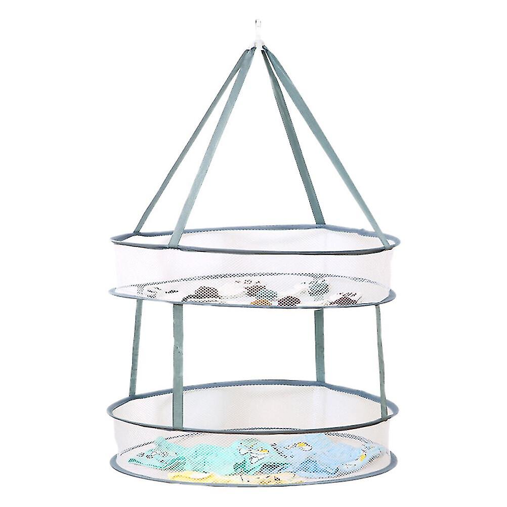 Clothes Drying Net Double Layer Clothes Hanging Net Clothes Drying Basket Foldable Drying Rack (large Size Grey)