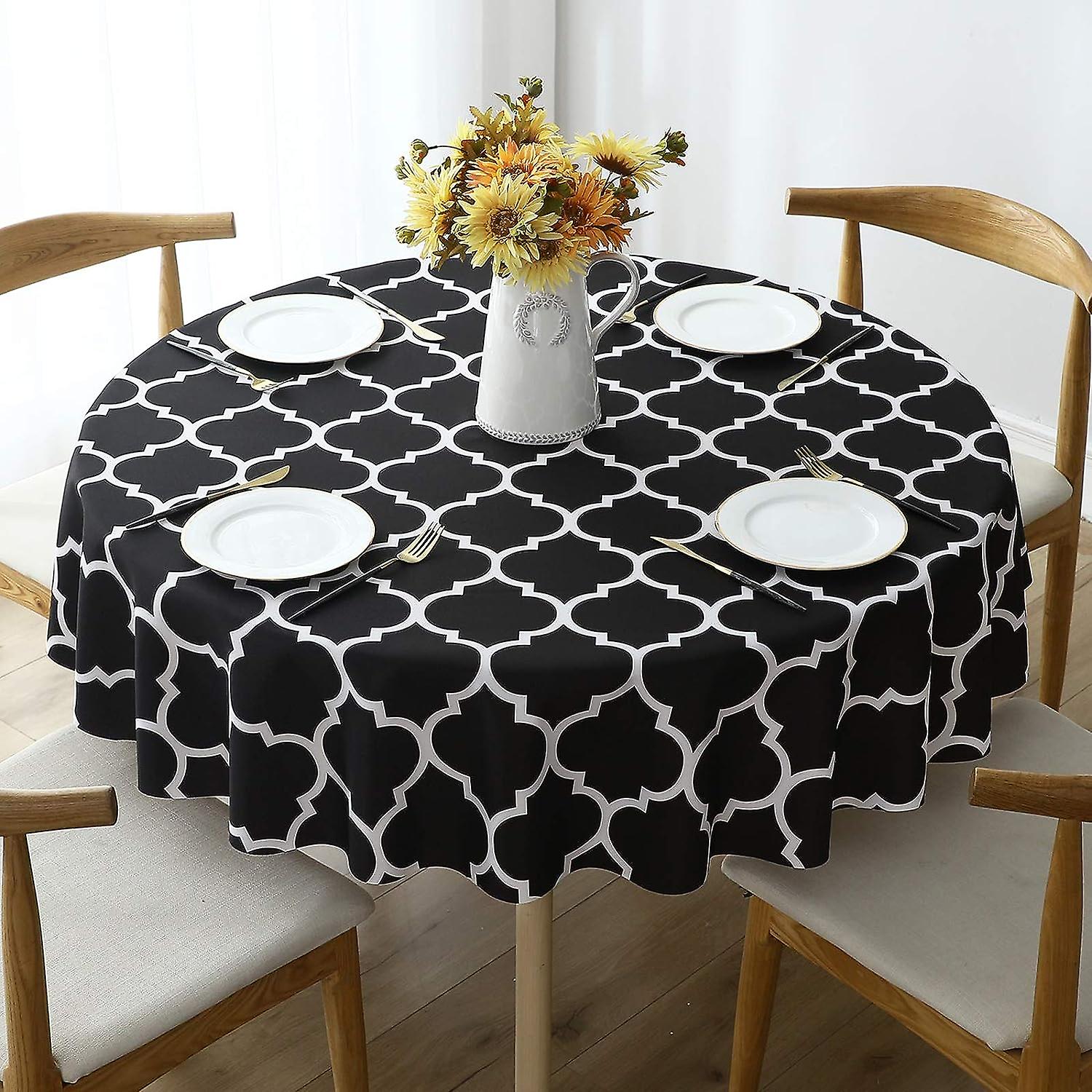 Elegant Moroccan Pattern Modern Woven Solid Decorative Tablecloth, Stain Resistant Holiday Tablecloth For Rectangular Tables