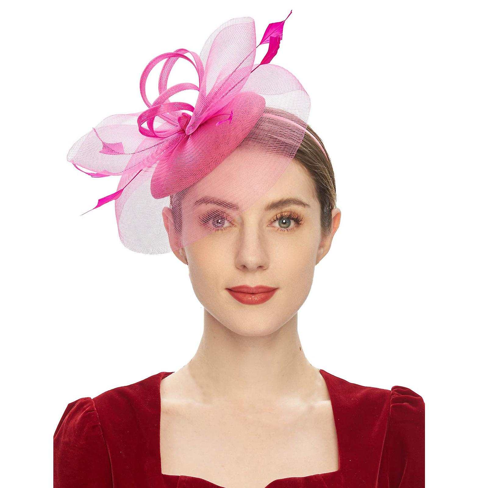 Women High Tea Hats Fascinators Easily Wear Retro Style Mesh Headband
