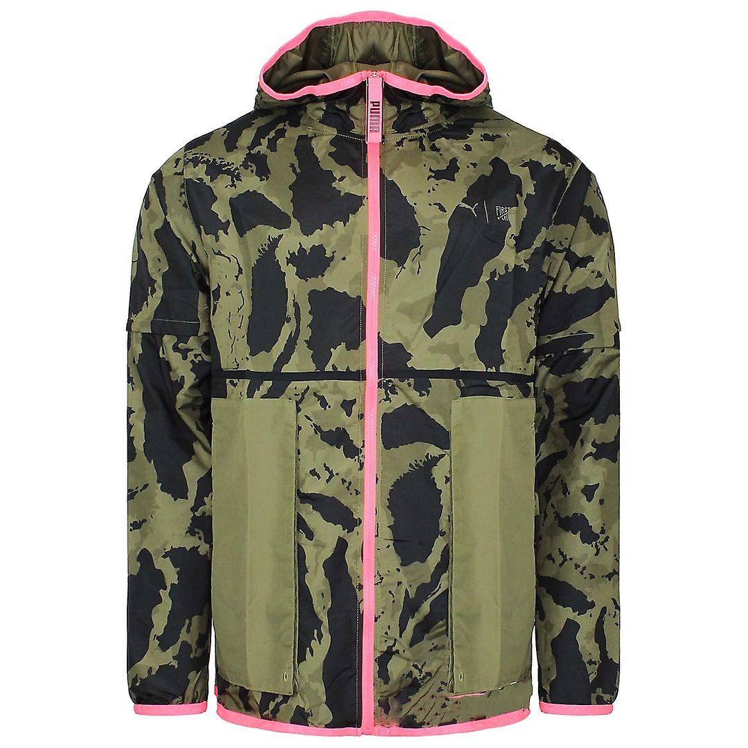 Puma x First Mile WindCell Zip Up Black/Green Mens Woven Hooded Jacket 519325 02